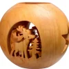 Waldfabrik, photophore en bois et étoile sapin de Noël Photophore En Bois Forme Spherique, Motif Cerf En Foret Sale