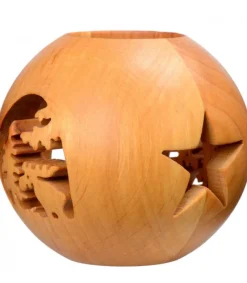Waldfabrik, photophore en bois et étoile sapin de Noël Photophore En Bois Forme Spherique, Motif, Motif Elan