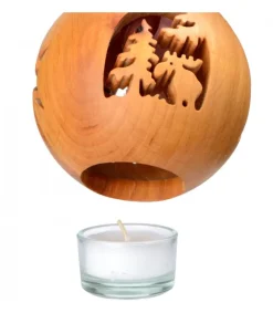 Waldfabrik, photophore en bois et étoile sapin de Noël Photophore En Bois Forme Spherique, Motif, Motif Elan
