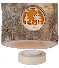 Waldfabrik, photophore en bois et étoile sapin de Noël Photophore En Rondin De Bois, 1 Motif Animaux De La Foret Online