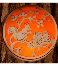 Waldfabrik, photophore en bois et étoile sapin de Noël Photophore En Rondin De Bois, Avec 3 Motifs, Ecureuil, Chat Et Oiseaux New