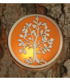 Waldfabrik, photophore en bois et étoile sapin de Noël Photophore En Rondin De Bois Avec 3 Motifs Nature