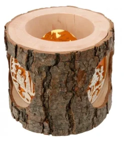 Waldfabrik, photophore en bois et étoile sapin de Noël Photophore Rondin De Bois, Avec 3 Motifs, Crèche, Anges Et Bonhomme De Neige Online