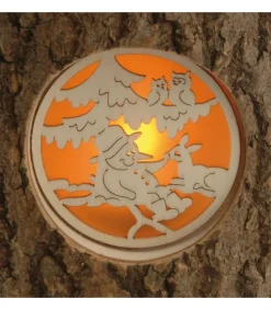 Waldfabrik, photophore en bois et étoile sapin de Noël Photophore Rondin De Bois, Avec 3 Motifs, Crèche, Anges Et Bonhomme De Neige Online