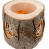 Waldfabrik, photophore en bois et étoile sapin de Noël Photophore Rondin De Bois, Avec 3 Motifs Crèche, Père Noël Et Bougies Discount