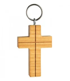 Waldfabrik, photophore en bois et étoile sapin de Noël Porte Cle Croix En Bois De Cerisier Avec Croix, 5 Cm