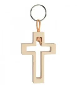 Waldfabrik, photophore en bois et étoile sapin de Noël Porte-Clef En Bois Avec Croix Découpee, 5 Cm Outlet