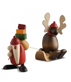 Köhler, Père Noël en bois Père Noël En Bois Avec Elan Sur Luge Best