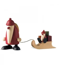 Köhler, Père Noël en bois Père Noël En Bois Et Enfant Sur Luge Online