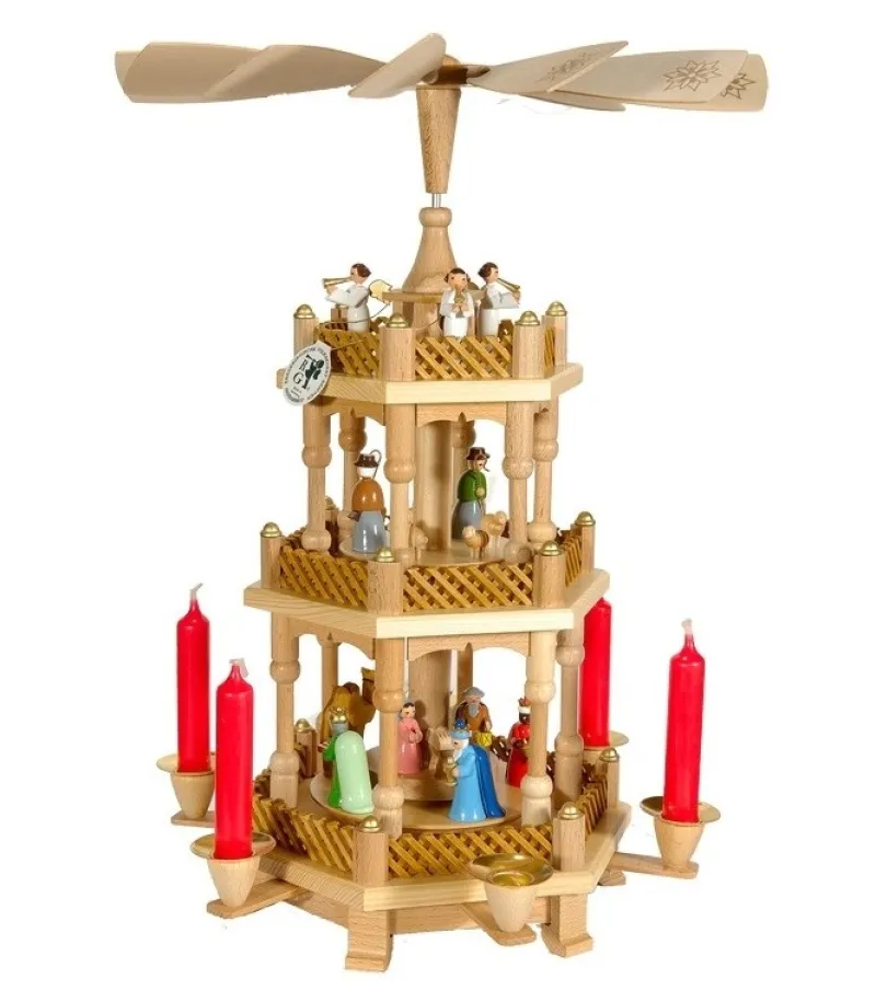 Richard Glasser, Pyramides de Noël allemandes Pyramide De Noël 2 Etages Avec Personnages Couleur Clearance
