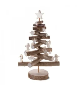 Waldfabrik, photophore en bois et étoile sapin de Noël Sapin De Noël En Bois 29 Cm Avec Etoiles Et Anges Sale