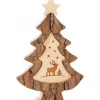 Waldfabrik, photophore en bois et étoile sapin de Noël Sapin De Noël En Bois Avec Gravure Cerf, 15 Cm New