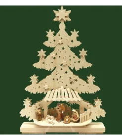 Ratags, décos de Noël lumineuses en bois Sapin De Noël Lumineux Led Avec Crèche De Noël Et Personnages Couleurs Ciseles Outlet