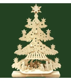 Ratags, décos de Noël lumineuses en bois Sapin Lumineux Led En Bois Avec Crèche De Noël Et Personnages