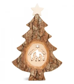 Waldfabrik, photophore en bois et étoile sapin de Noël Sapin Noël En Bois Avec Crèche De Noël Ciselee, 18 Cm Online