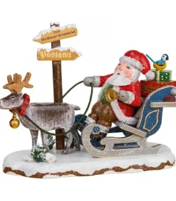 Hubrig, figurines pour enfant Village De Noël Miniature, Père Noël Sur Traineau Et Rennes Discount