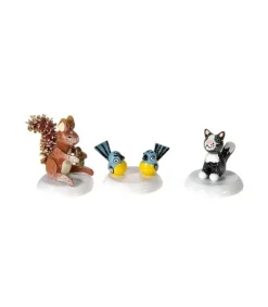 Hubrig, figurines pour enfant Village De Noël Miniature, Ecureuil, Chat Et Mesange Sale