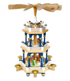 Richard Glasser, Pyramides de Noël allemandes Weihnachtspyramid Allemande 2 Etages Blanc Bleu Discount